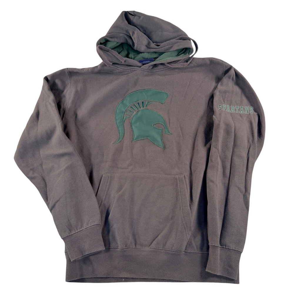 Campus Heritage Michigan State Spartans Hoodie Pullover Mens Medium Gray Green